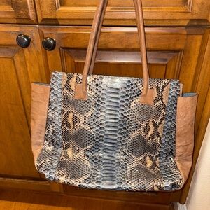 b.may Chic Snakeskin & Leather Tote Like New